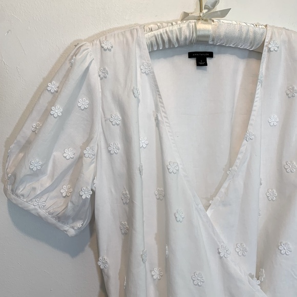Ann Taylor Daisy Puff Sleeve Wrap Top - Picture 3 of 7